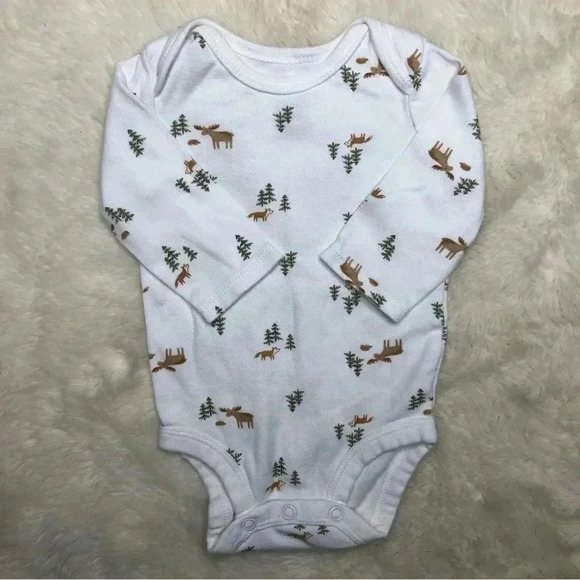 Child Of Mine Onesie  Diaper Shirt Long Sleeved White / Foxes Size 0-3 Months - Picture 1 of 16
